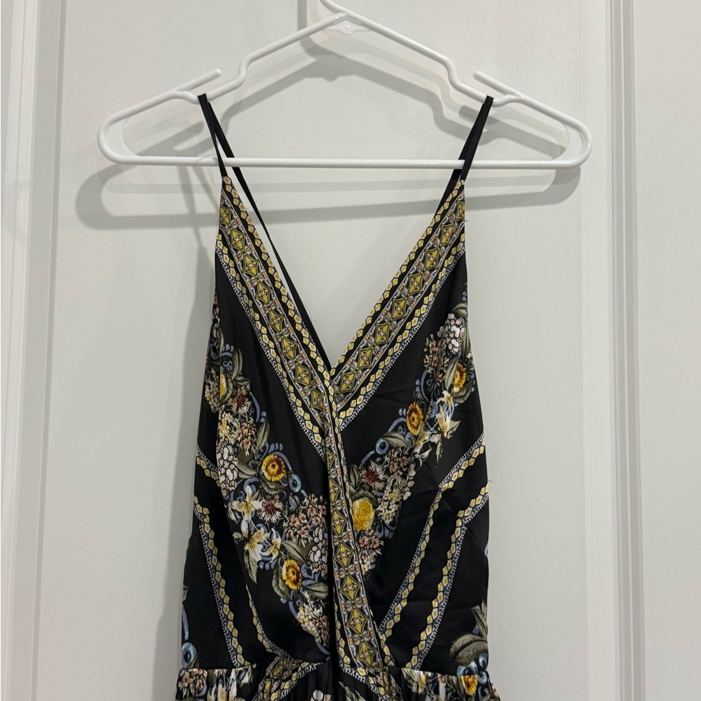 White House Black Market Black Floral Maxi Dress with Yellow Accents - Picture 7 of 7